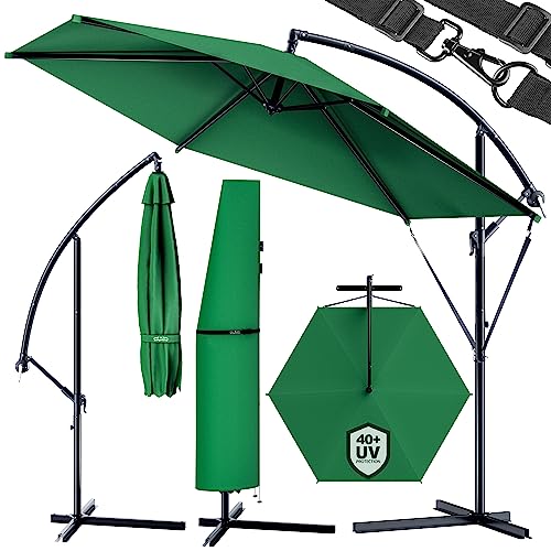 Kingsleeve Sonnenschirm UV-Schutz 50+ mit Ständer Schutzhülle Windsicherung 300cm Kurbel Alu...