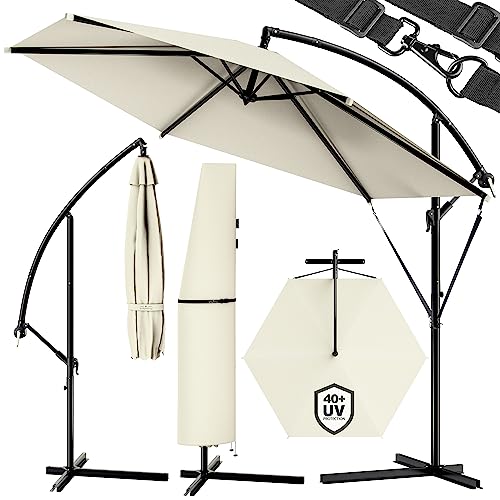Kingsleeve Sonnenschirm UV-Schutz 50+ mit Ständer Schutzhülle Windsicherung 330cm Kurbel Alu...