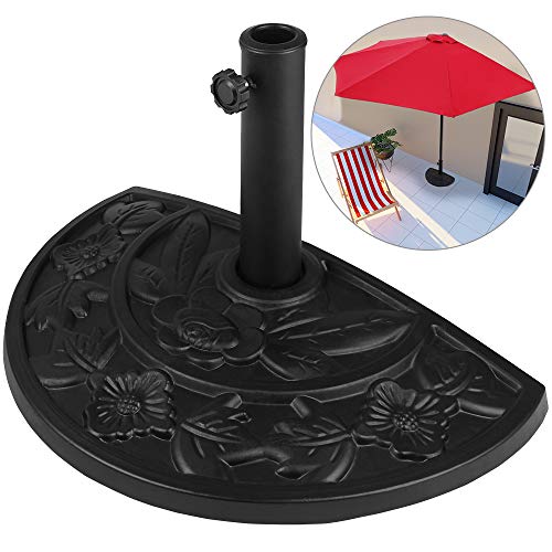 Deuba Sonnenschirmständer halbrund Balkon Terrasse 9 kg Blumen Design schwarz Gussoptik wetterfest...