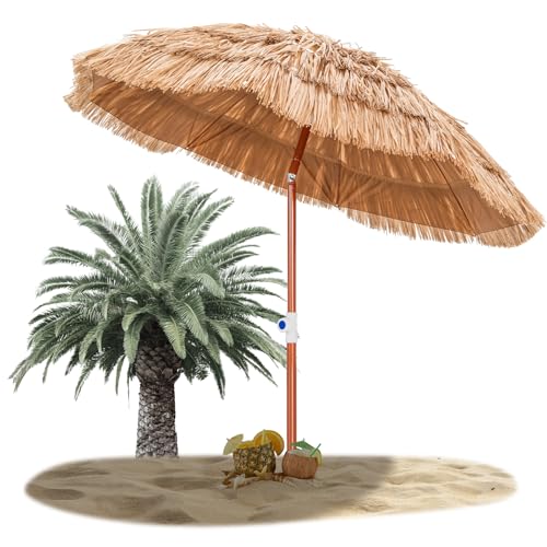 RELAX4LIFE Sonnenschirm Hawaii, Stroh Strandschirm Ø175 cm, Balkonschirm Neigbar &...